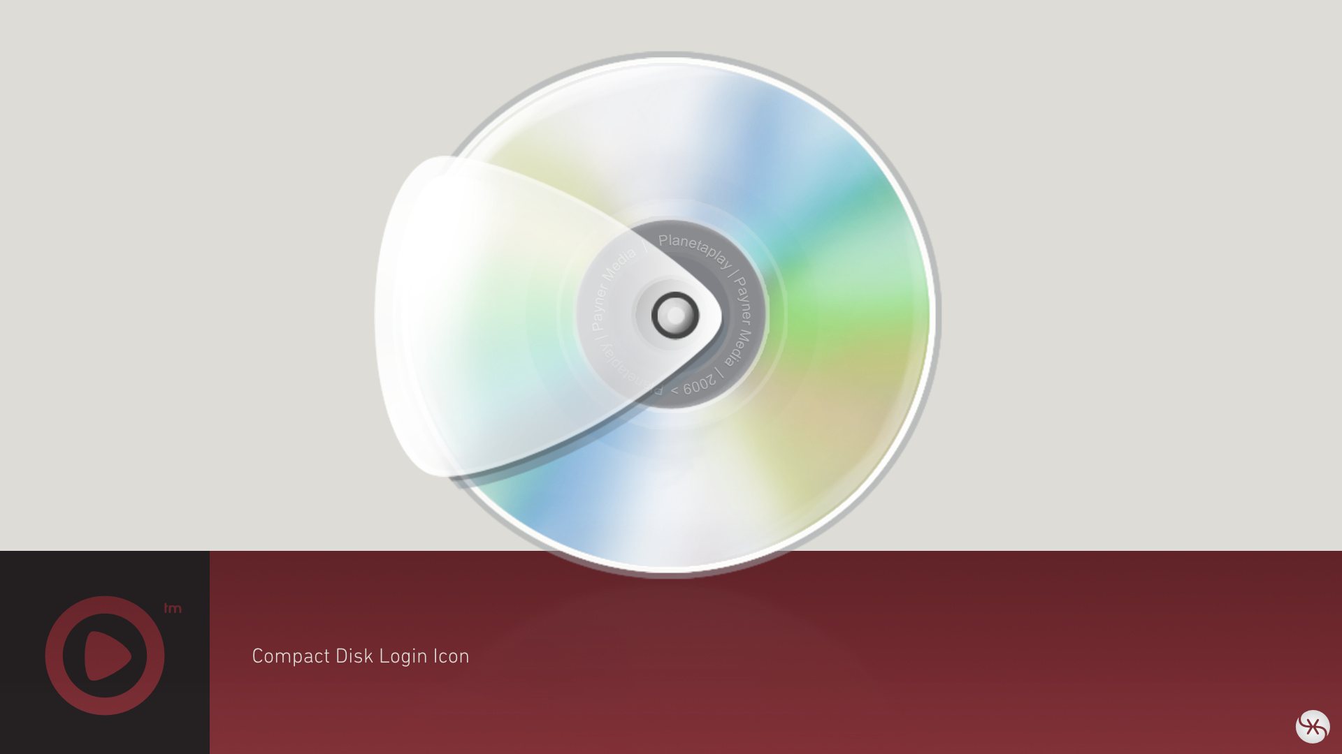The compact disc login icon. Designed and rendered in Fireworks with realistic light and shadow.