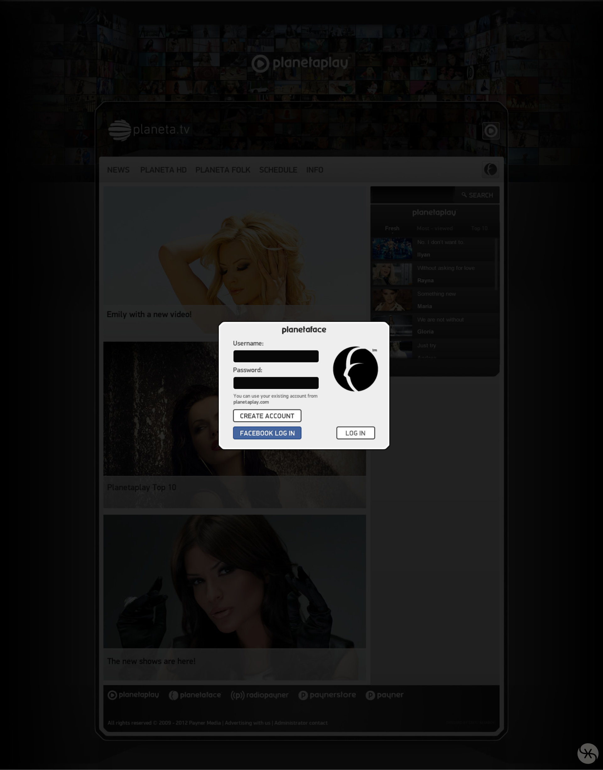 Planetaface unified login implementation with Planeta.tv website.